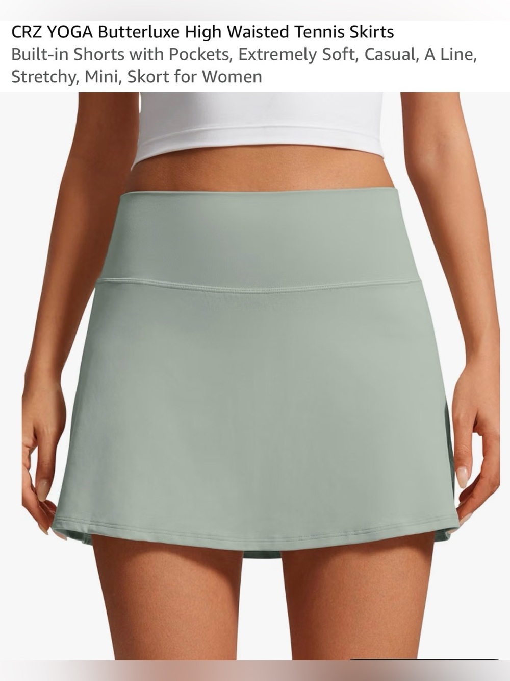 CRZ YOGA High-Waisted Butterluxe Tennis Skort in Green Palm Court, XL, NWT